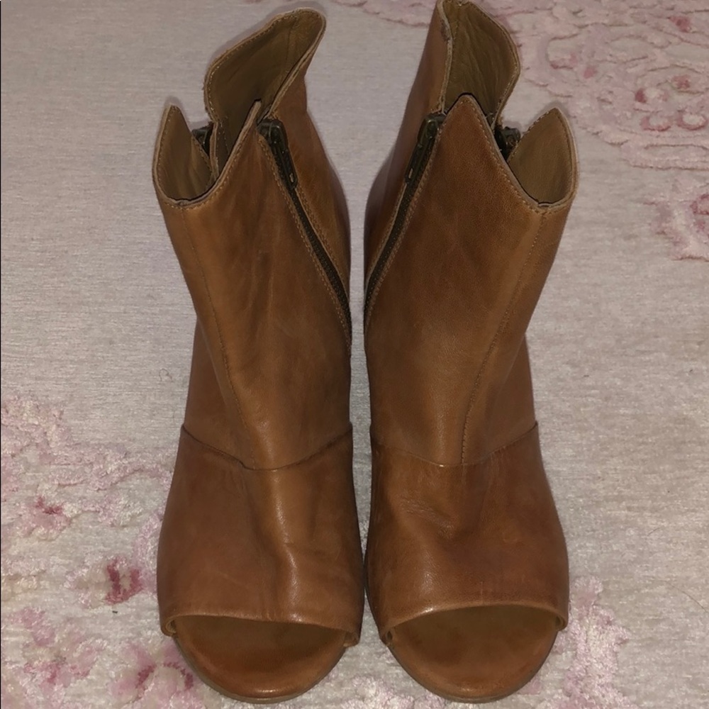 Brown leather booties
